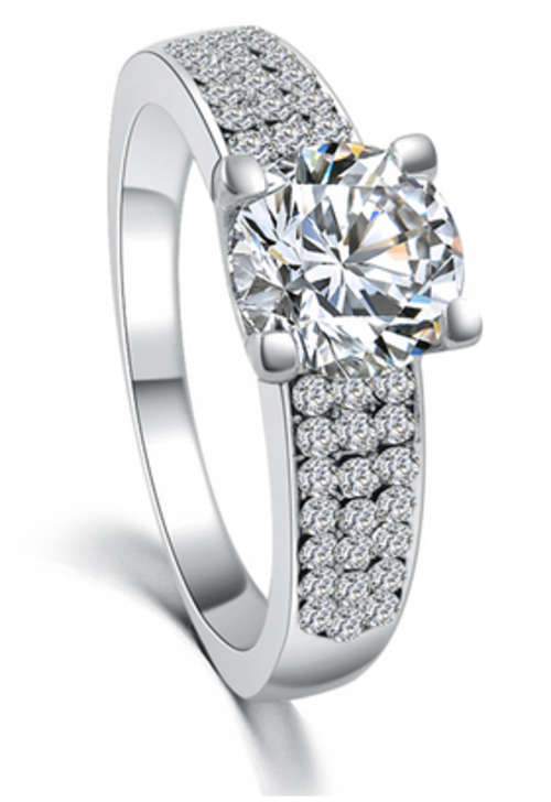 HEADTURNER!! WHITE GOLD PLATED SIMULATED DIAMOND RING SIZE 9/19 MM/ R 1/2  ERV R999