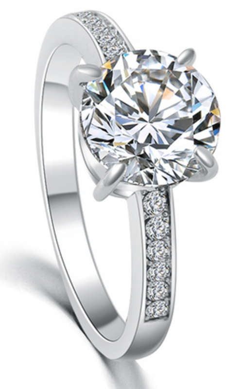 EYE CATCHING!! WHITE GOLD PLATED SIMULATED DIAMOND RING SIZE 6/16.5 MM/L 1/2