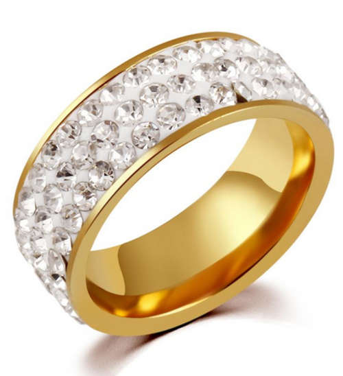 PHENOMENAL!! UNISEX STAINLESS STEEL AND TITANIUM WITH SWAROVSKI CRYSTALS RING SIZE 7/17.3 MM/O