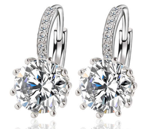 PHENOMENAL!! SILVER PLATED WITH SIMULATED DIAMOND EARRING
