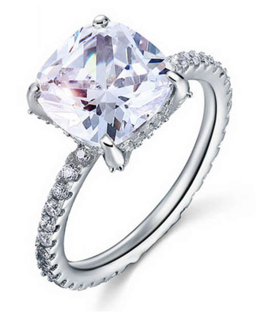 PHENOMENAL!! STERLING SILVER WITH 5CT LAB CREATED DIAMOND RING SIZE 6/16.5 MM/L 1/2