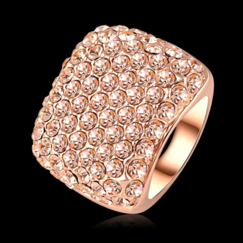 EYE CATCHING!! ROSE GOLD PLATED SIMULATED DIAMOND RING SIZE 9/19 MM/R 1/2