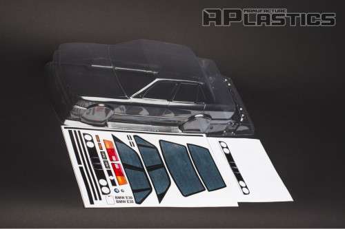 APlastics BMW e30 4 door sedan 1/10 scale RC clear body