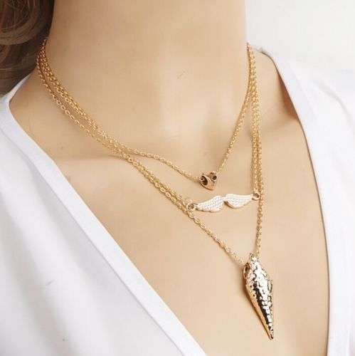 9K Yellow Gold Filled Angel & Arrow Shape Necklace & Pendant