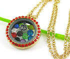 Living Memory Floating Charm Round Golden Locket Pendant Necklace Charm