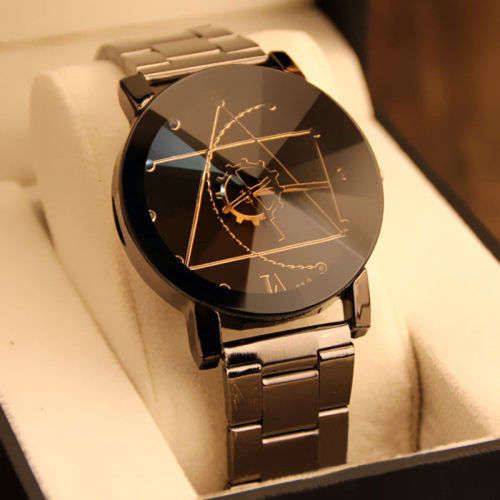 Men Luxury Stainless Steel Quartz Military Sport Leather Band Dial Wrist Watch