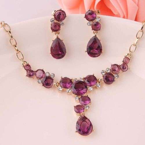 14k Gold Filled Round Cut Red wine Sapphire  Set