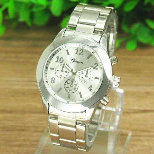 Fashion Geneva Ladies Women Girl Unisex Stainless Steel Quartz