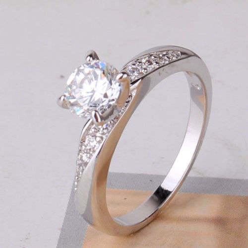 18k white gold filled eye-catching ring Sz6