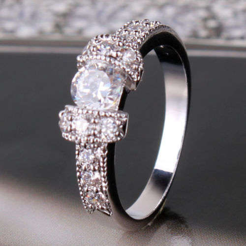 18k white gold filled appealing design white sapphire ring Sz9