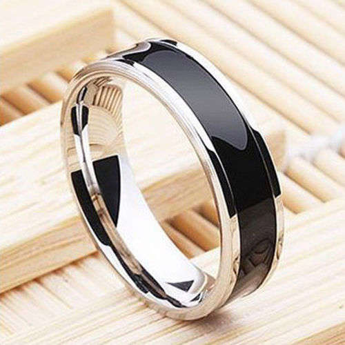Black Titanium Band Stainless Steel Ring Size10