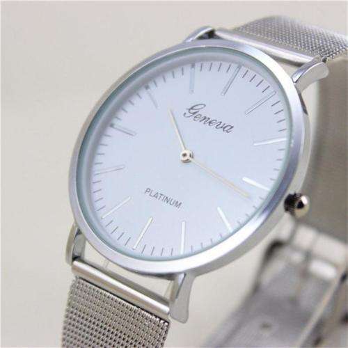 Geneva Fashion Watch Stainless Steel Band Analog Quartz Wrist Watch