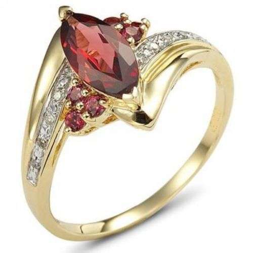 Women's Solitaire Cut Garnet Ruby Yellow Gold Filled Ring Size 10