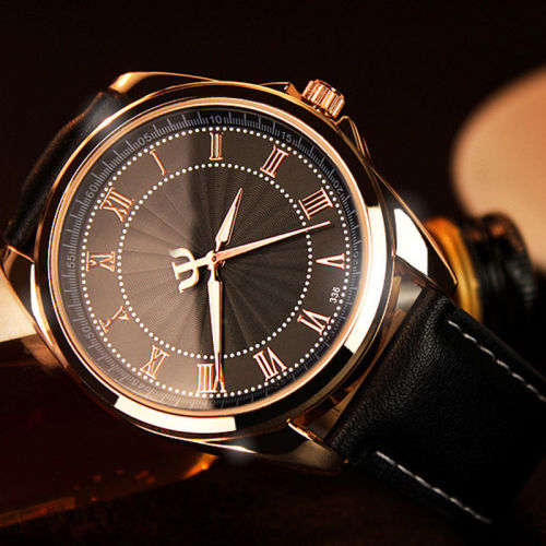 YAZOLE Leather Stainless Steel Military Sport Quartz