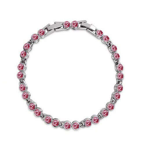 Swarovski Crystal Elements Pink Sapphire Tennis Bracelet