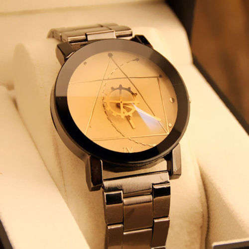 Men Luxury Stainless Steel Quartz Military Sport Leather Band Dial Wrist Watch