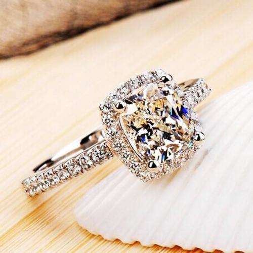 Diamonique CZ White Gold Filled Engagement Wedding Ring Size 9