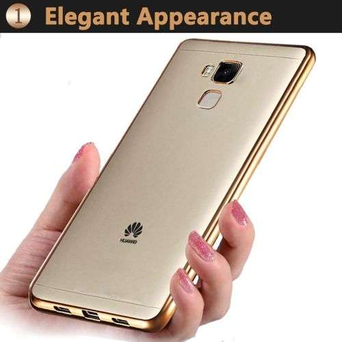 Shockproof Soft Silicone Clear Case For Huawei Mate 9 - Gold Color
