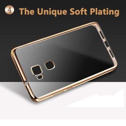 Shockproof Soft Silicone Clear Case For Huawei Mate 9 - Gold Color