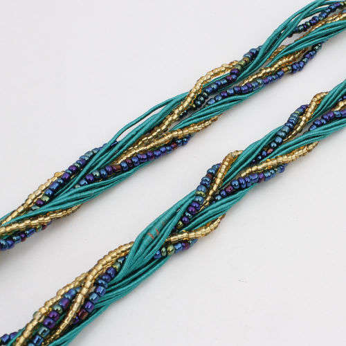 Retro Party Necklace Multi-layer Rope Turquoise Oval Pendant H95098