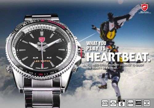 Shark Fashion Mens LED Digital Quartz Military Sport Watch Ref29