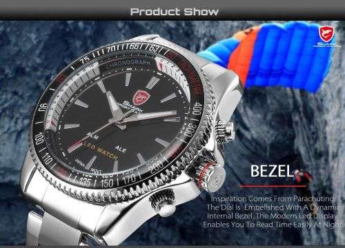 Shark Fashion Mens LED Digital Quartz Military Sport Watch Ref29