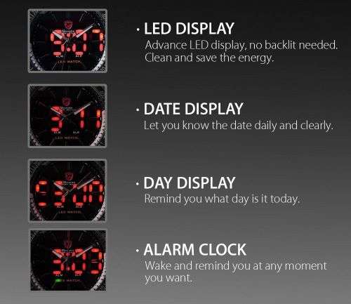 Shark Fashion Mens LED Digital Quartz Military Sport Watch Ref29
