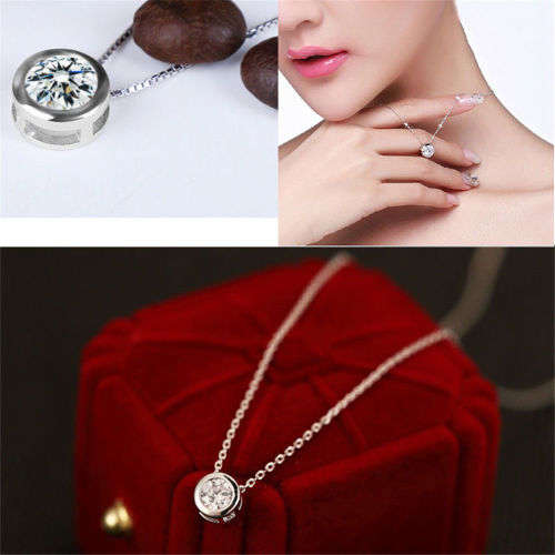 Round Single Crystal Rhinestone Silver Pendant