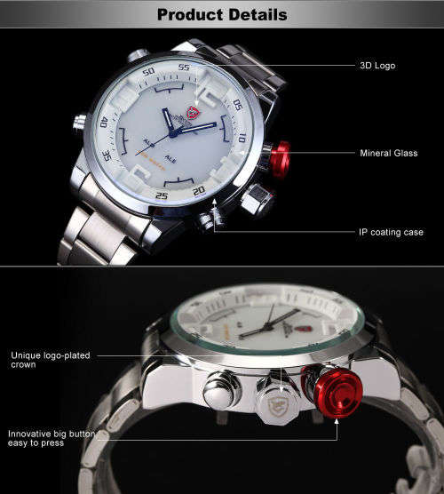 GENUINE Shark Fashion Mens LED Digital Quartz Military Sport Watch