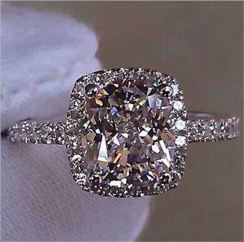 Gorgeous Silver Princess Cut White Sapphire Wedding Band Ring Size 7