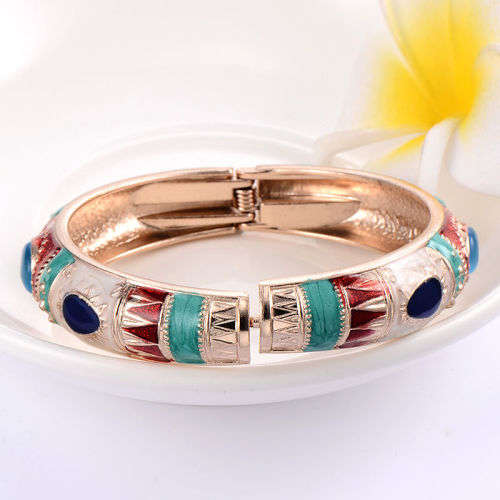 Gold Plated Cubic Zirconia Punk Womens Charm Party Bangles