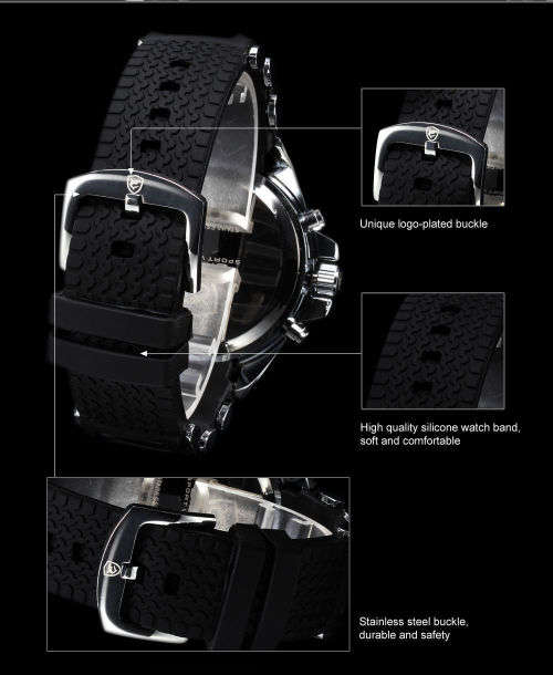 GENUINE SHARK Mens LCD Digital Black Rubber Military Sport Watch Ref18