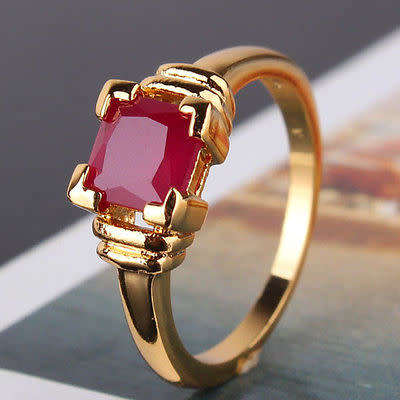 Enchanting style 24k gold filled best lady ruby gift Stylish RING Sz9