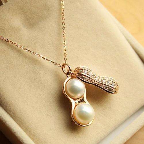 Fashion Gold Chain Peanut Pendant Necklace style - Gold