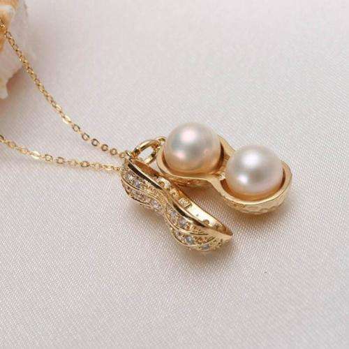 Fashion Gold Chain Peanut Pendant Necklace style - Gold