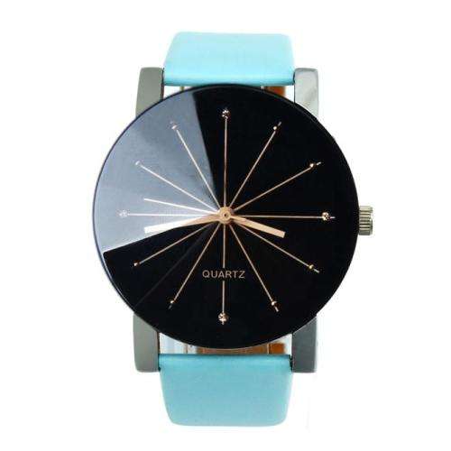 Men's Luxury Sport Quartz Faux Leather Wrist Watch Round - Blue