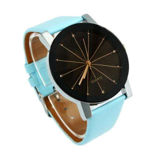 Men's Luxury Sport Quartz Faux Leather Wrist Watch Round - Blue
