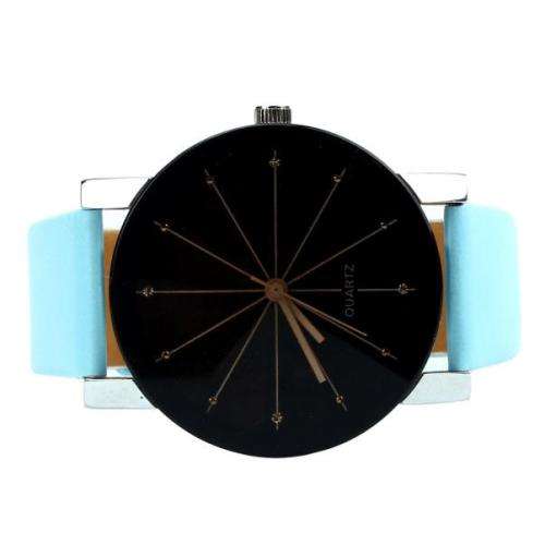 Men's Luxury Sport Quartz Faux Leather Wrist Watch Round - Blue