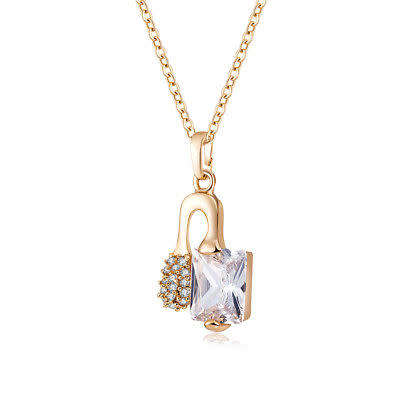 24k Crystal Pendant Womens Necklace Yellow Gold Filled