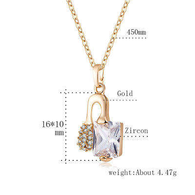 24k Crystal Pendant Womens Necklace Yellow Gold Filled