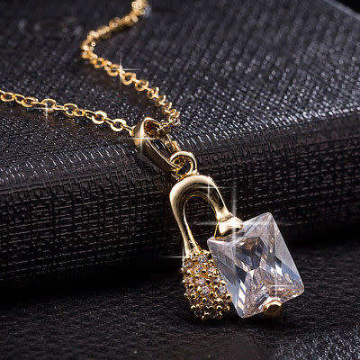 24k Crystal Pendant Womens Necklace Yellow Gold Filled