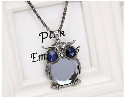 Owl Rhinestone Crystal Pendant Animal Chain Sweater