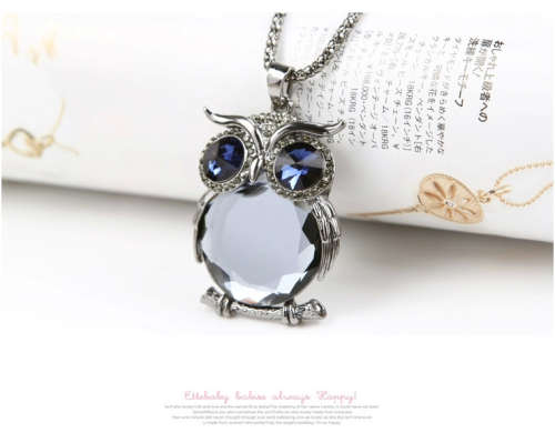 Owl Rhinestone Crystal Pendant Animal Chain Sweater