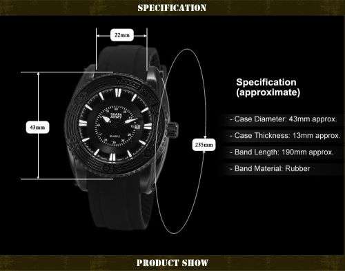 Genuine SHARK ARMY Mens Silicone Band Sport Military Watch  Ref11