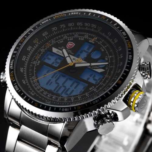 Shark Black Men Steel Quartz Army Watch  Ref38