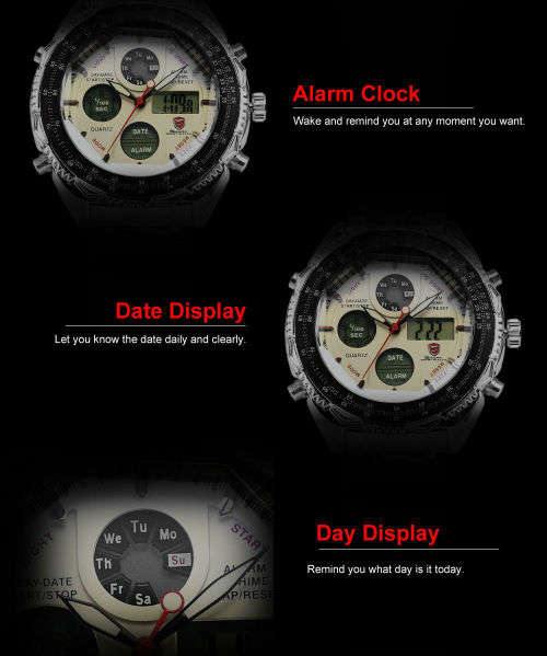 Shark Fashion Mens Quartz Military Sport Watch Ref56