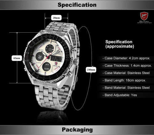 Shark Fashion Mens Quartz Military Sport Watch Ref56