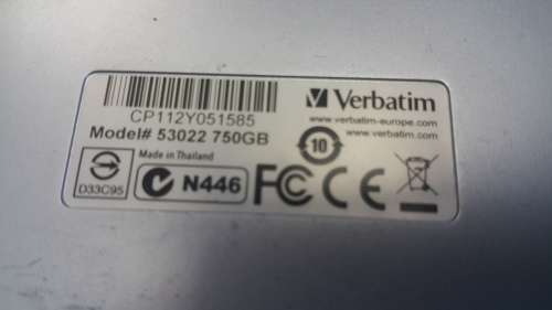 VERBATIM 750GB EXTERNAL USB 3.0 HARD DRIVE