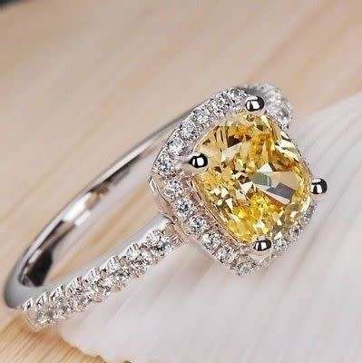 Gorgeous 18k White Gold Filled Princess Cut  Wedding Ring Size 10