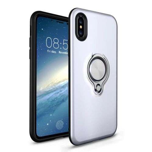 iPHONE 7 Shockproof Kickstand Case Cover Magnetic Car Mount - SILVER